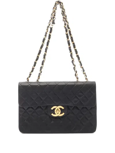 Pre-owned Chanel 1991-1994 Deca Matelasse 34 Shoulder Bag In Black