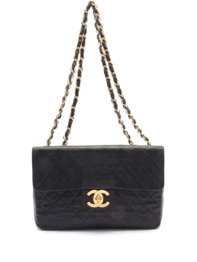 Pre-owned Chanel 1991-1994 Decamatlassé 34 Shoulder Bag In 黑色