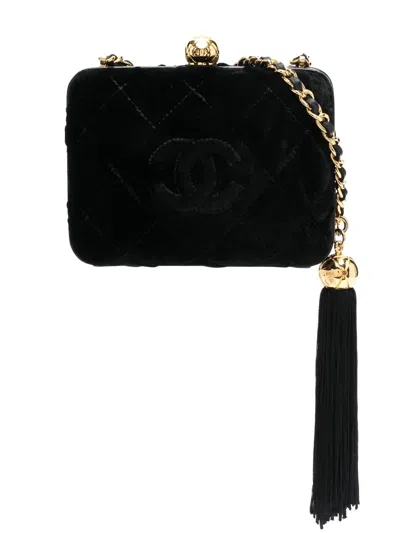 Pre-owned Chanel 1991-1994 Logo Stitch Crossbody Bag In Black