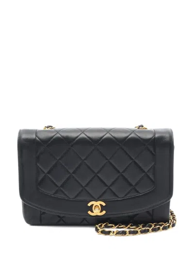 Pre-owned Chanel 1991-1994 Matelasse Diana Flap Shoulder Bag In Black