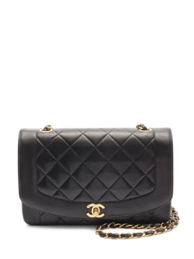 Pre-owned Chanel 1991-1994 Matelasse Diana Shoulder Bag In Black