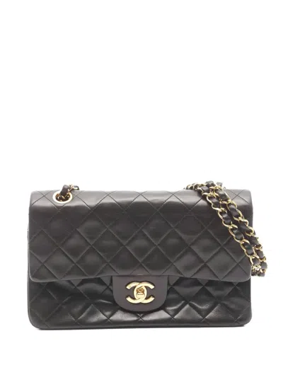 Pre-owned Chanel 1991-1994 Matelasse Flap Chain Crossbody Bag In Black