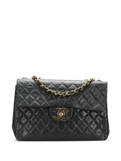 Pre-owned Chanel 1991-1994 Maxi Classic Flap Shoulder Bag In Black