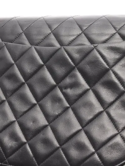 Pre-owned Chanel 1991-1994 Maxi Xl Classic Lambskin Single Flap Shoulder Bag In Black