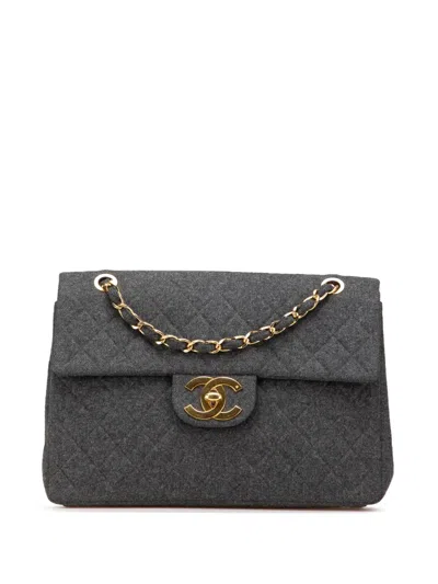 Pre-owned Chanel 1991-1994 Maxi Xl Classic Wool Single Flap Shoulder Bag