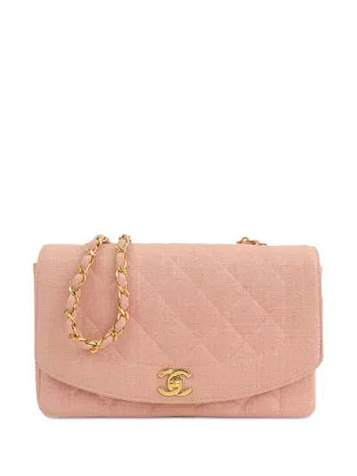 Pre-owned Chanel 1991-1994 Medium Canvas Diana Flap Crossbody Bag In Pink