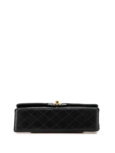 Pre-owned Chanel 1991-1994 Medium Classic Lambskin Double Flap Shoulder Bag In Black