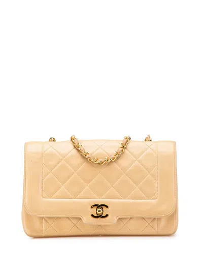 Pre-owned Chanel 1991-1994 Medium Lambskin Diana Full Flap Crossbody Bag In Brown