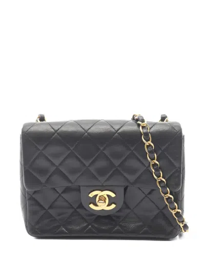 Pre-owned Chanel 1991-1994 Mini Matelasse Chain Shoulder Bag In Black