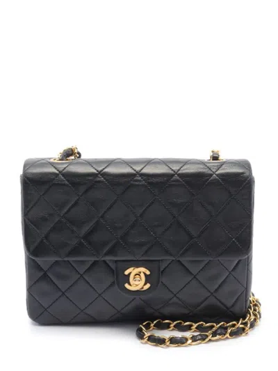 Pre-owned Chanel 1991-1994 Mini Matelasse Chain Shoulder Bag In Black