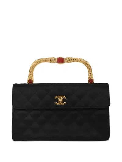 Pre-owned Chanel 1991-1994 Quilted Handle Handbag In Black
