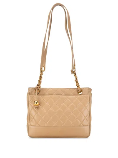 Pre-owned Chanel 1991-1994 Quilted Lambskin Shoulder Bag In Brown