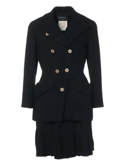 Pre-owned Chanel 1991 Cc-button Suit In Black