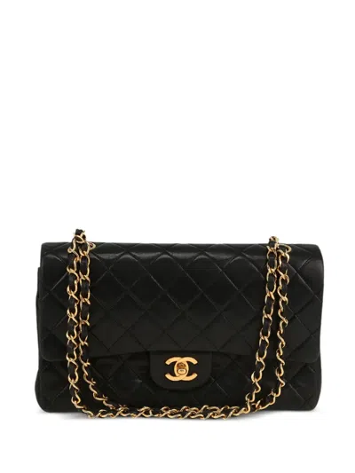 Pre-owned Chanel 1991 Double Flap Shoulder Bag In Black