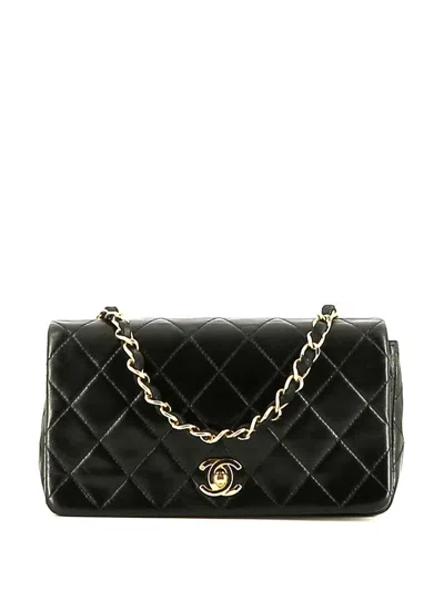Pre-owned Chanel 1991 Full Flap Shoulder Bag In Black