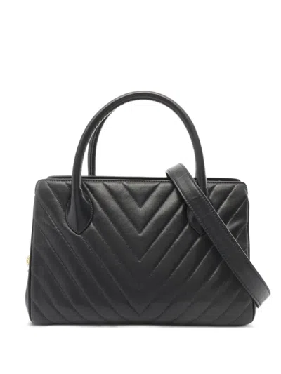 Pre-owned Chanel 1991~1994 Chevron V-stitch Handbag In Blue