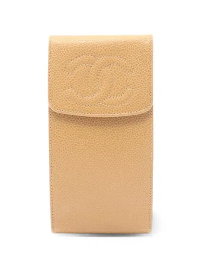 Pre-owned Chanel 1991-1994 Coco Mark Glasses Case In Neutrals