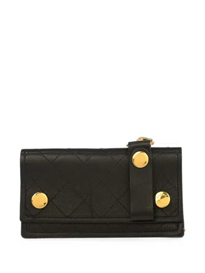 Chanel 1991-1994 Leather Chain Wallet In Black