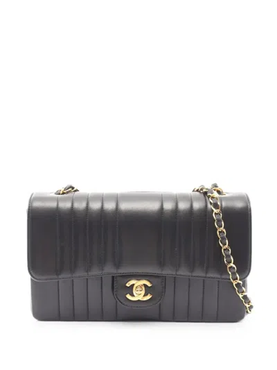 Pre-owned Chanel 1991-1994 Mademoiselle Stitch Shoulder Bag In Black