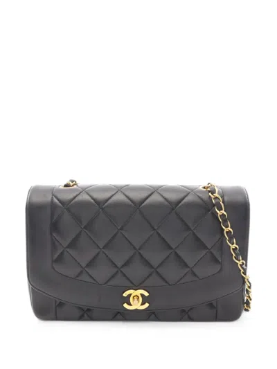 Pre-owned Chanel 1991-1994 Matelassé Diana Shoulder Bag In Black
