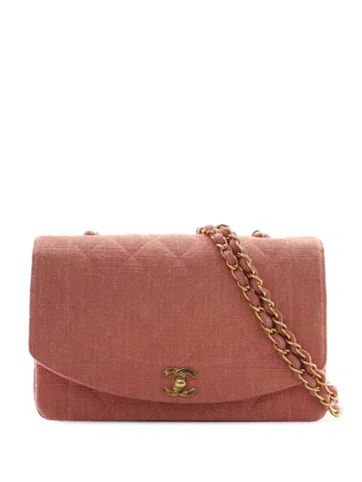 Pre-owned Chanel 1991-1994 Medium Jersey Diana Flap Crossbody Bag In Pink