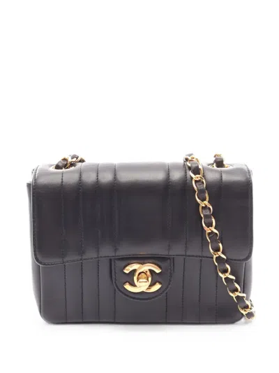 Pre-owned Chanel 1991-1994 Mini Mademoiselle Shoulder Bag In Black
