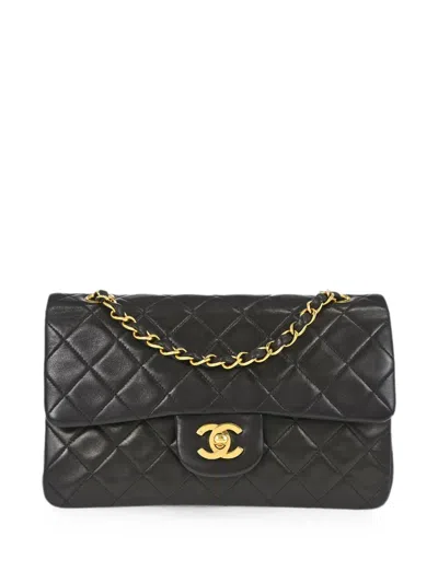 Pre-owned Chanel 1991-1994 Small Classic Double Flap Shoulder Bag In Black