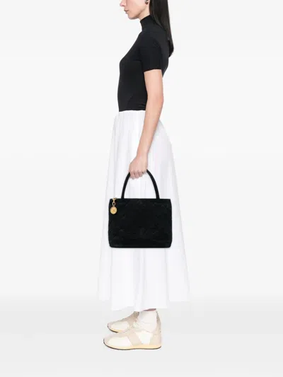 Pre-owned Chanel 1991-1994 Velvet Medallion Tote Bag In Black
