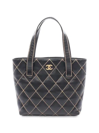 Chanel 1991-1994 Wild Stitch Tote Bag In Black