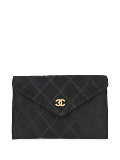 Pre-owned Chanel 1991-1994s Bicolore Cc Coin Purse In Black
