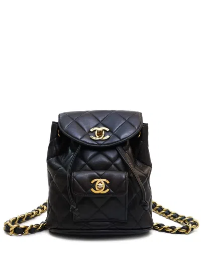 Pre-owned Chanel 1992-1994 Mini Duma Backpack In Black