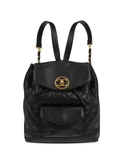 Pre-owned Chanel 1992 Caviar-leather Backpack In Black