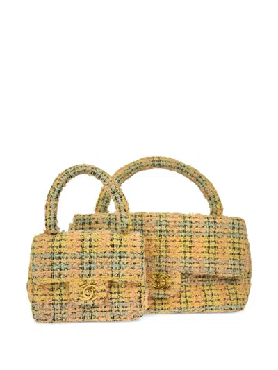 Pre-owned Chanel 1992 Classic Flap Handbag Set In Yellow