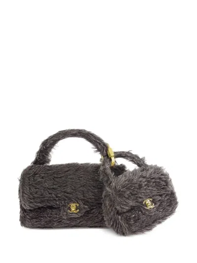 Pre-owned Chanel 1992 Classic Flap Two-in-one Bag Set In Black