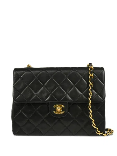 Pre-owned Chanel 1992 Classic Square Flap Shoulder Bag In Black