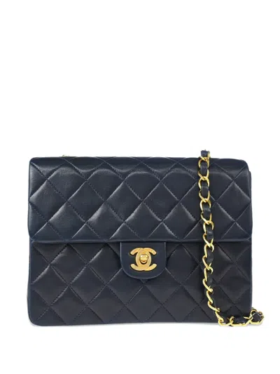 Pre-owned Chanel 1992 Classic Square Shoulder Bag In Blue