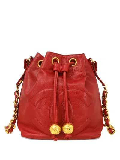 Pre-owned Chanel 1992 Drawstring Leather Bucket Bag
