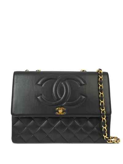 Pre-owned Chanel 1992 Large Classic Flap Shoulder Bag In Black