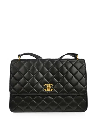 Pre-owned Chanel 1992 Large Flap Matelassé Shoulder Bag In 黑色