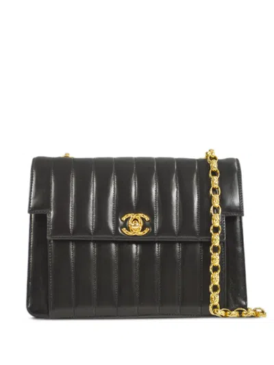 Pre-owned Chanel 1992 Mademoiselle Classic Flap Bijoux Shoulder Bag In Black