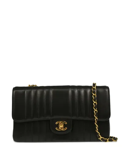 Pre-owned Chanel 1992 Mademoiselle Lambskin Shoulder Bag In Black