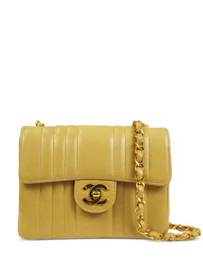 Pre-owned Chanel 1992 Mademoiselle Shoulder Bag In Yellow