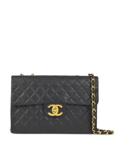 Pre-owned Chanel 1992 Maxi Classic Flap Shoulder Bag In Black