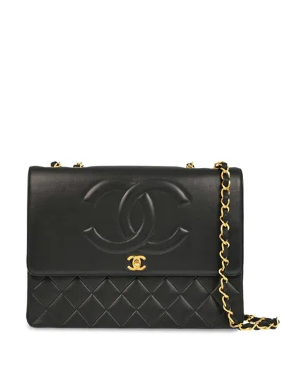 Pre-owned Chanel 1992 Maxi Jumbo Classic Flap Shoulder Bag In Black