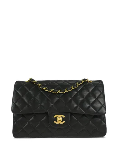 Pre-owned Chanel 1992 Medium Classic Double Flap Shoulder Bag In Black