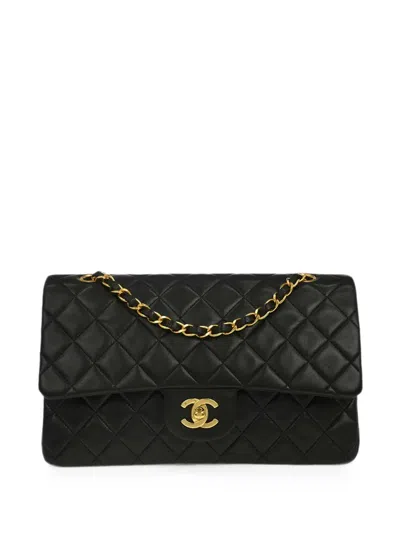 Pre-owned Chanel 1992 Medium Classic Double Flap Shoulder Bag In Black
