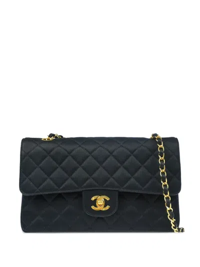 Pre-owned Chanel 1992 Medium Double Flap Shoulder Bag In Black