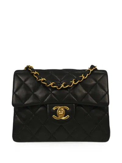 Pre-owned Chanel 1992 Mini Classic Square Flap Shoulder Bag In 黑色