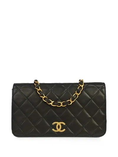 Pre-owned Chanel 1992 Mini Diamond-quilted Cc-logo Shoulder Bag In Black