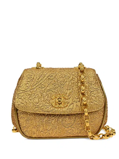 Pre-owned Chanel 1992 Nishijin-ori Shoulder Bag In Gold
